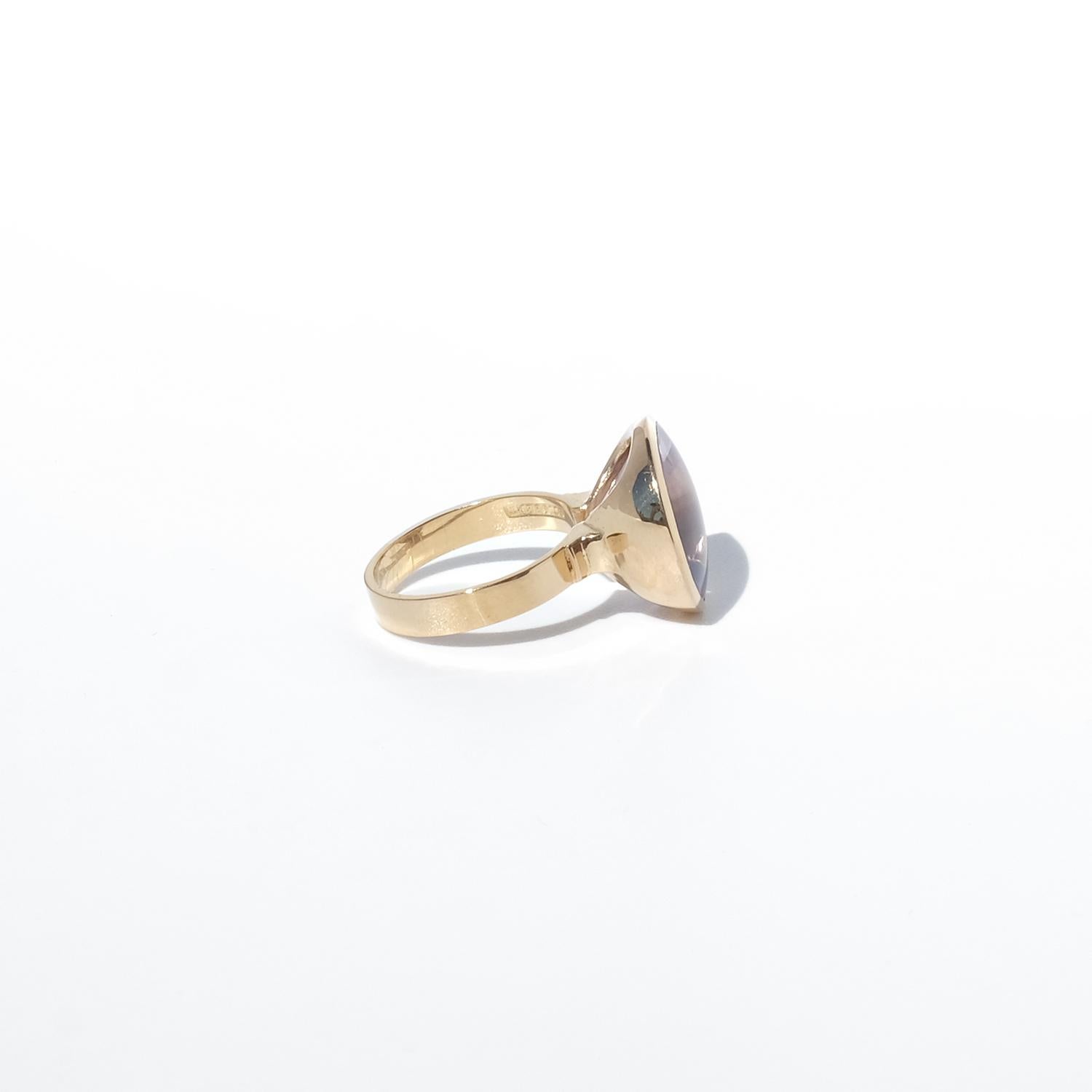 Donna Anello vintage in oro 18 carati e ametista di Heribert Engelbert del 1967 in vendita