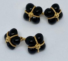 18 Karat Gold and Black Onyx "Signature" Cufflinks