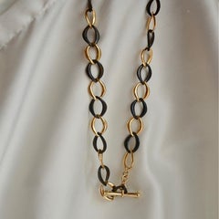 18k Gold and Blackened Sterling Silver Chain