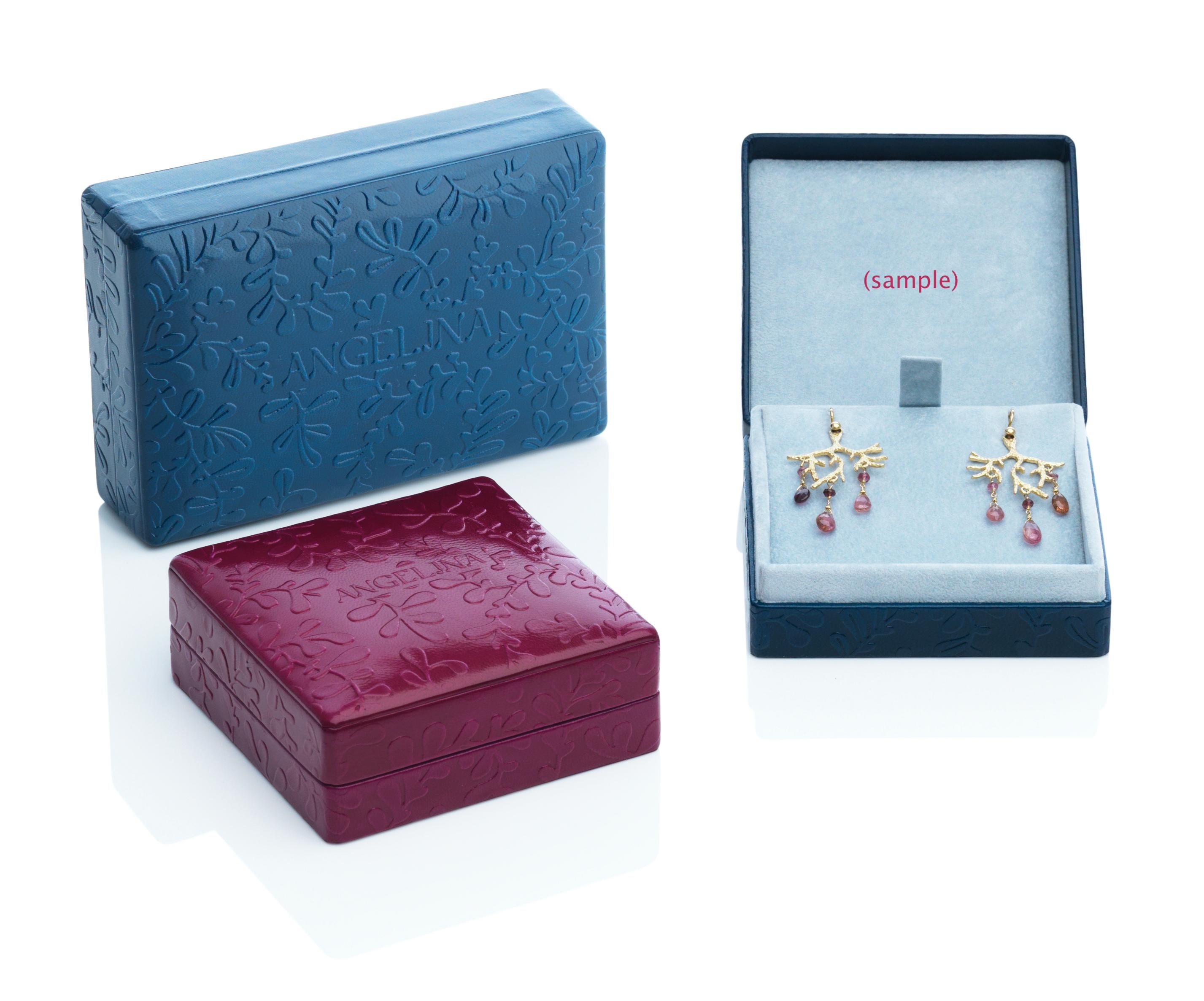 Boucles d'oreilles en or 18 carats et argent sterling noirci avec tourmaline et grenat Neuf - En vente à Amsterdam, NH