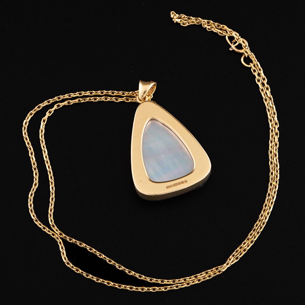 British 18K Gold and Blue John Necklace