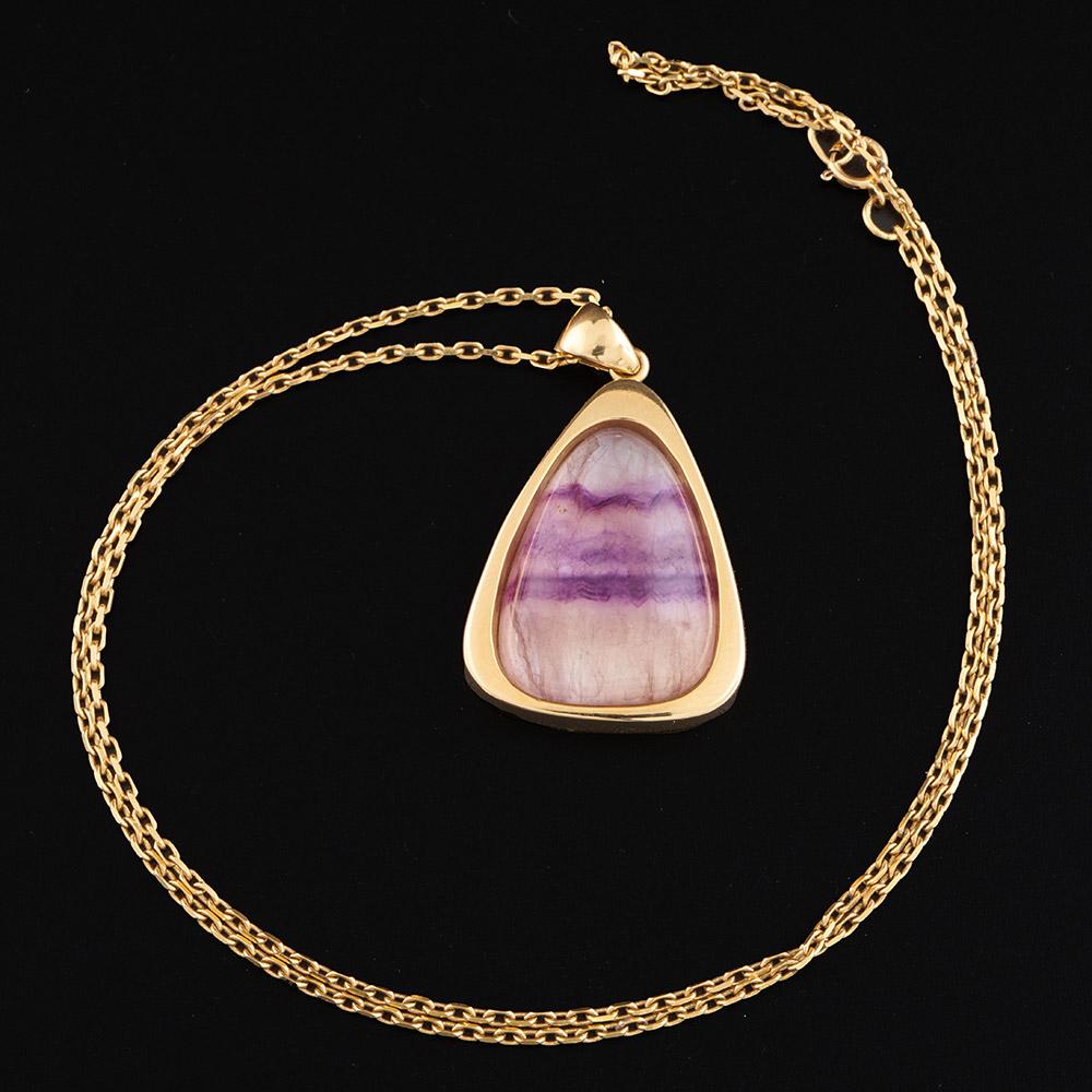 Contemporary 18K Gold and Blue John Necklace