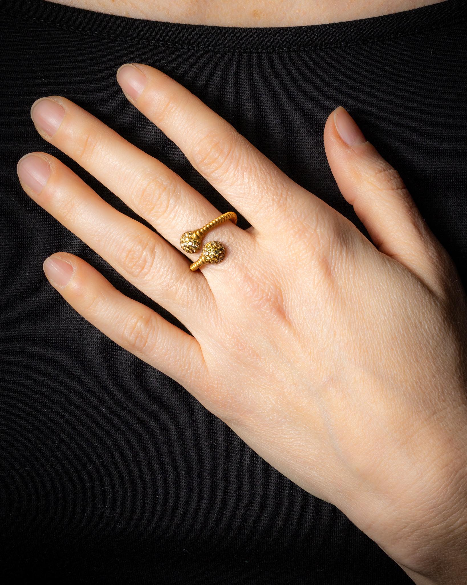 da uomo o donna Anello in oro 18 carati e diamanti champagne in vendita