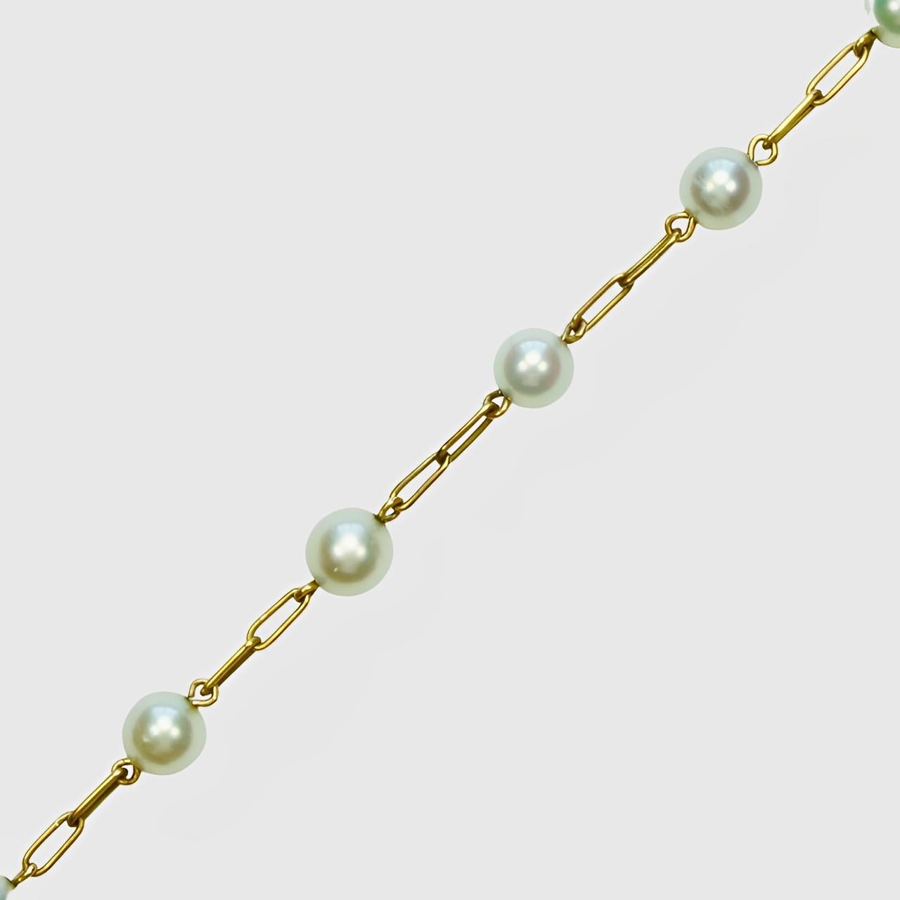 Taglio rotondo Bracciale in oro 18K e perle coltivate in vendita