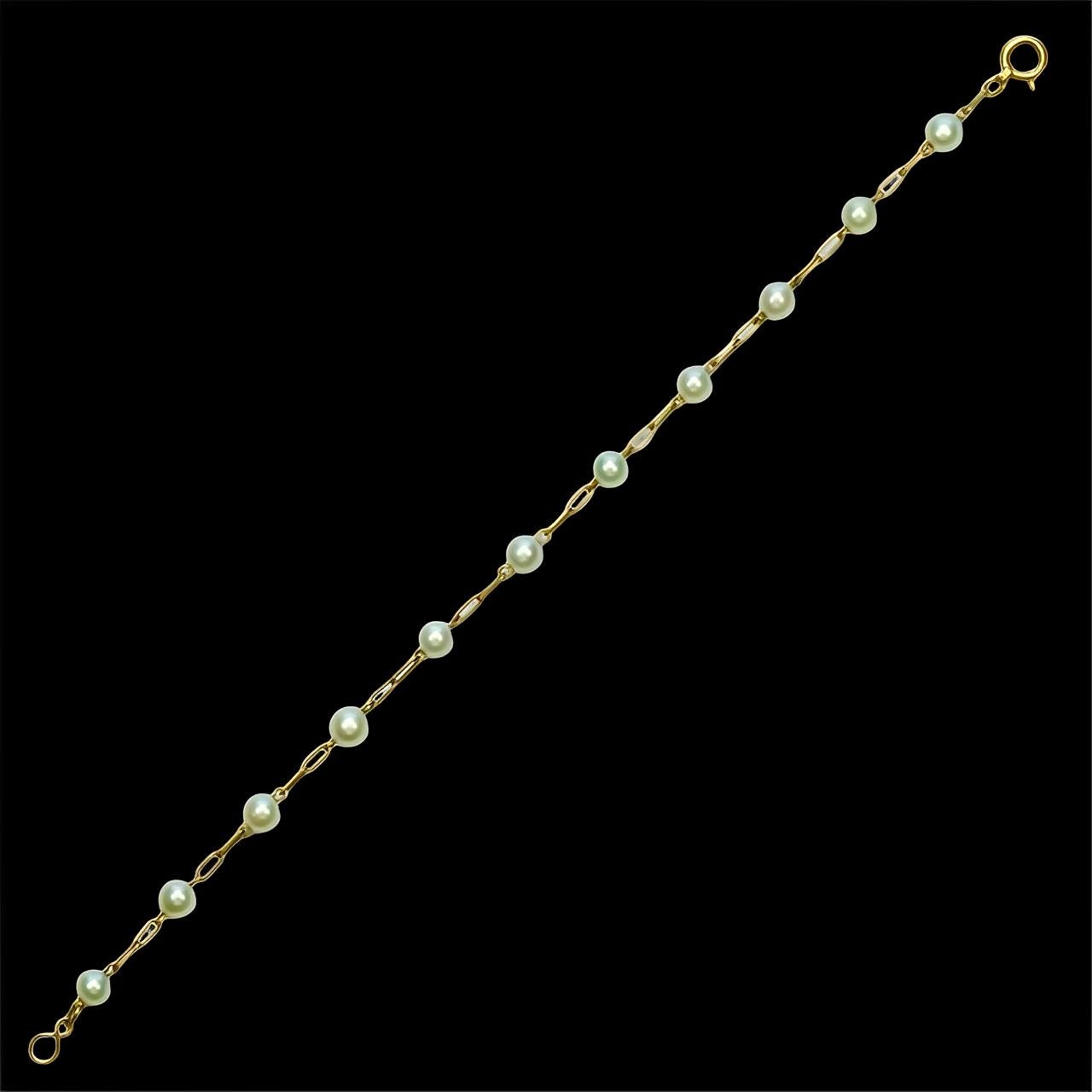 Bracciale in oro 18K e perle coltivate in vendita 1