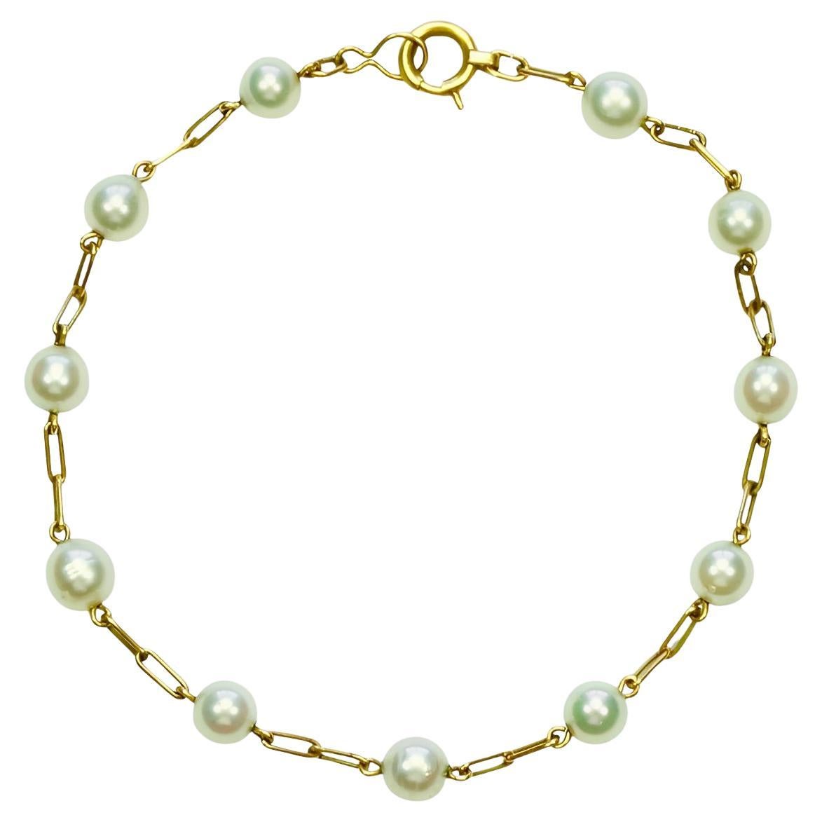 18K Gold and Cultured Pearl Bracelet