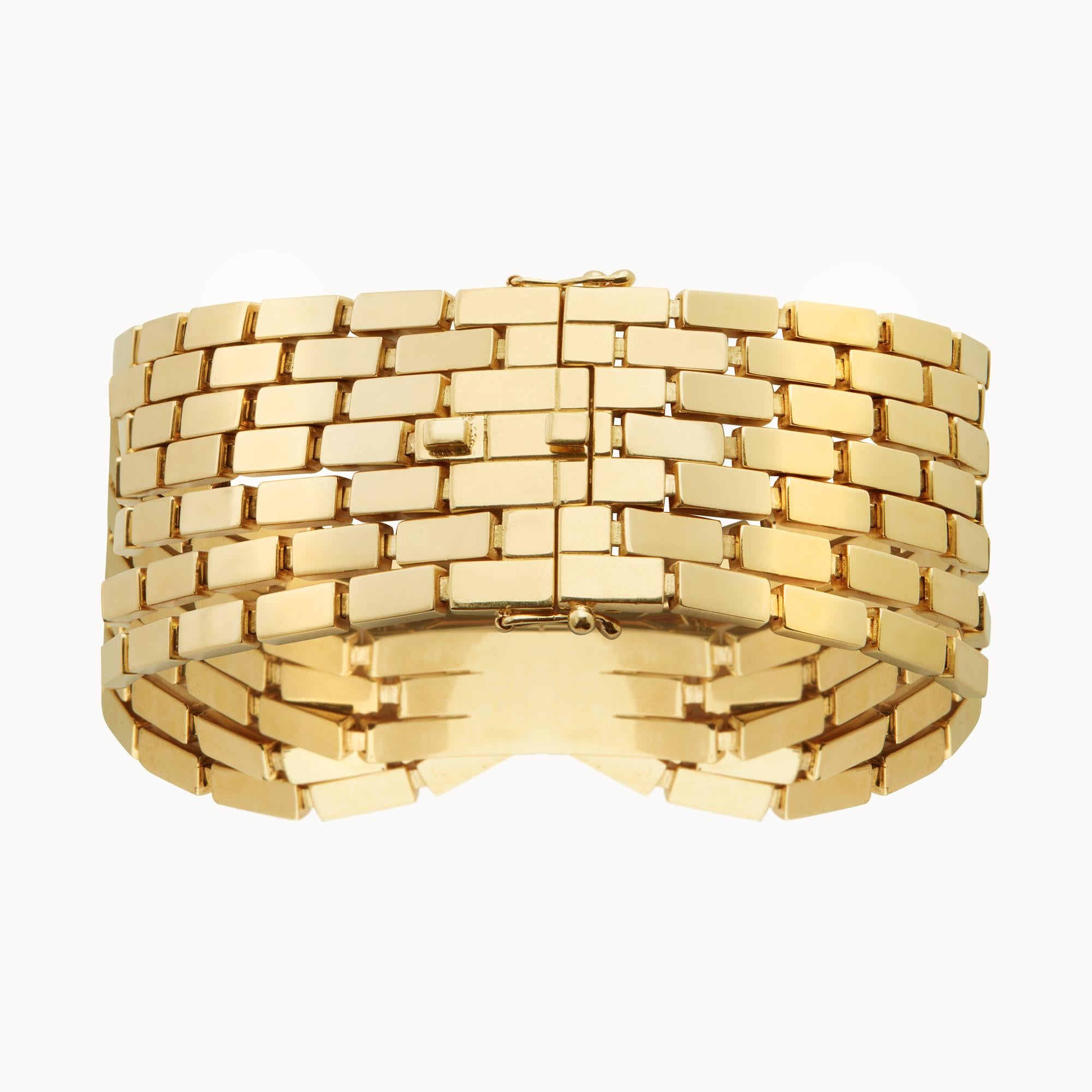 Square Cut 18 Karat Gold and Diamond Cascade Bracelet For Sale