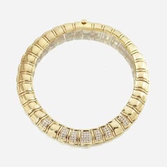 Collar de oro de 18 quilates y diamantes con paneles frontales engastados en pavé, 4,50 ctw