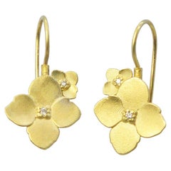 18 Karat Gold und Diamant-Doppel Hydrangea-Ohrringe auf Draht
