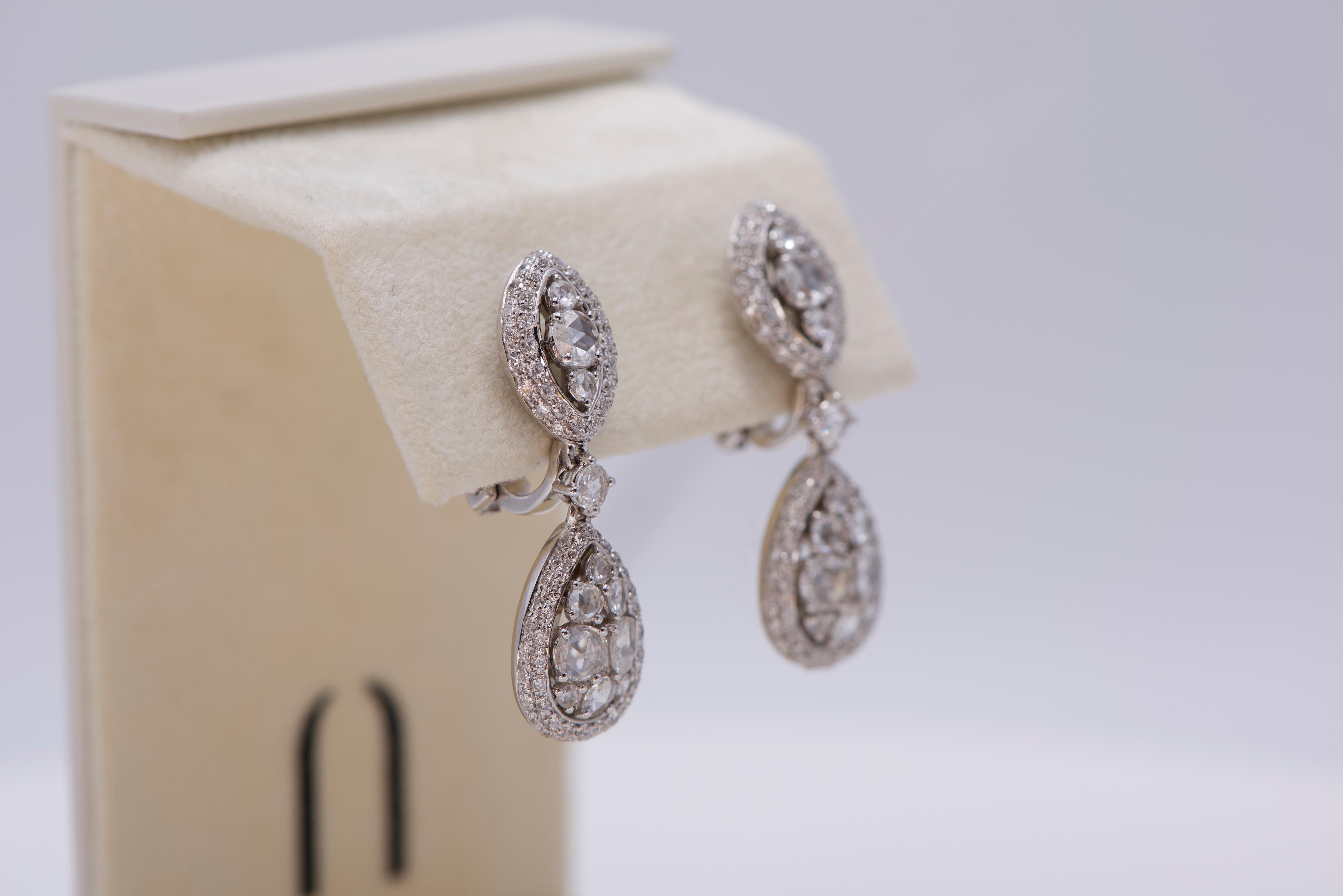 Old Mine Cut 18k Gold and Diamond Earrings For Sale