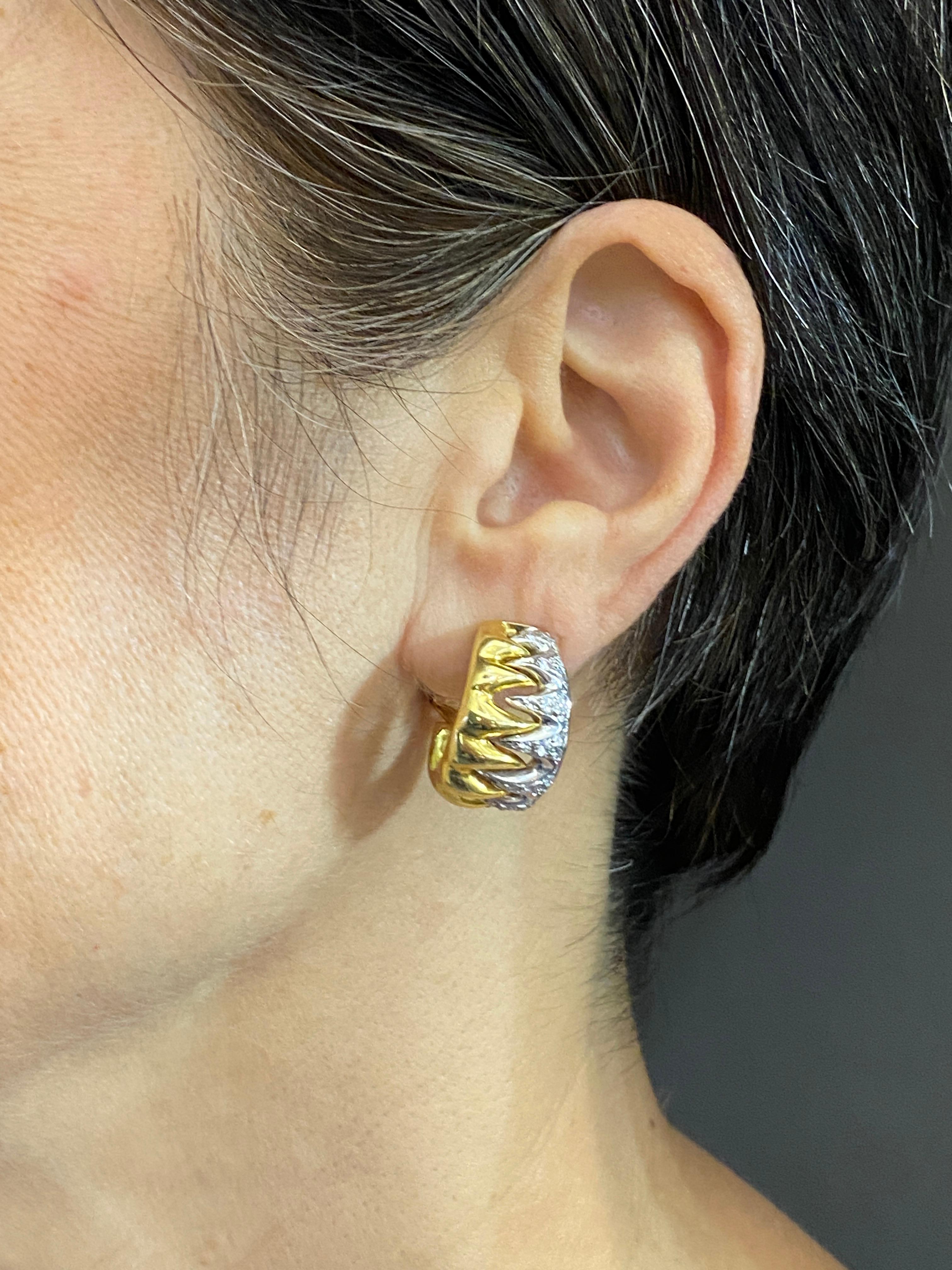 1980's 18k gold and diamond earrings 1