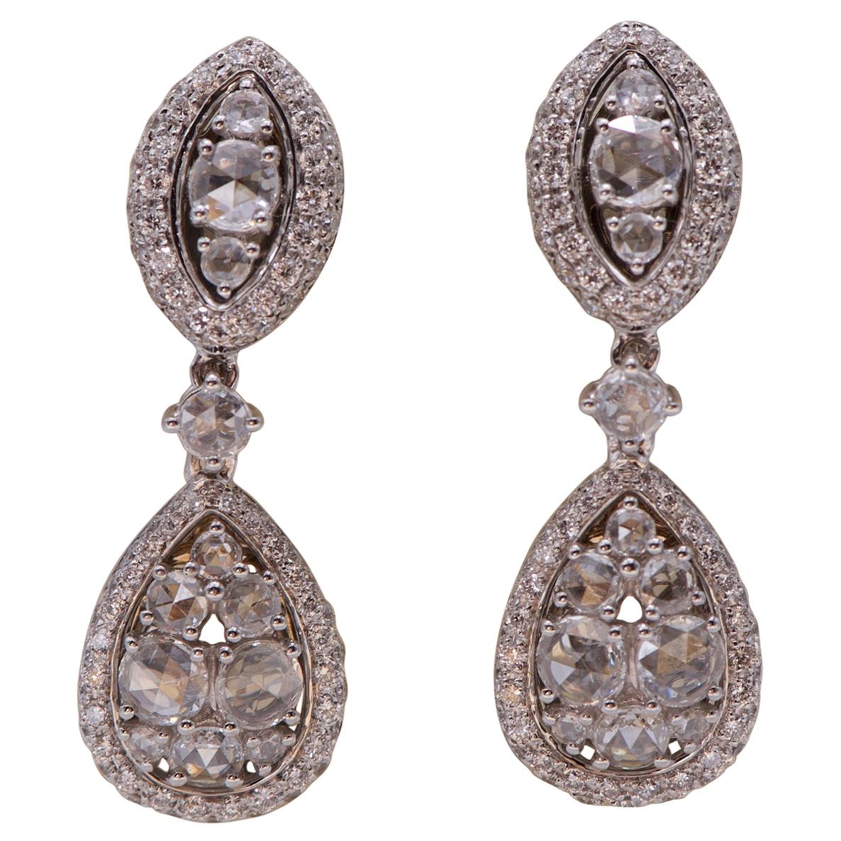 18k Gold and Diamond Earrings For Sale