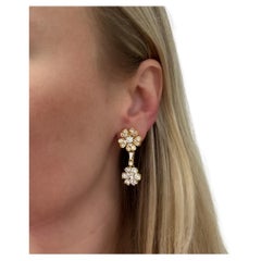 18K Gold and Diamond Flower Earrings
