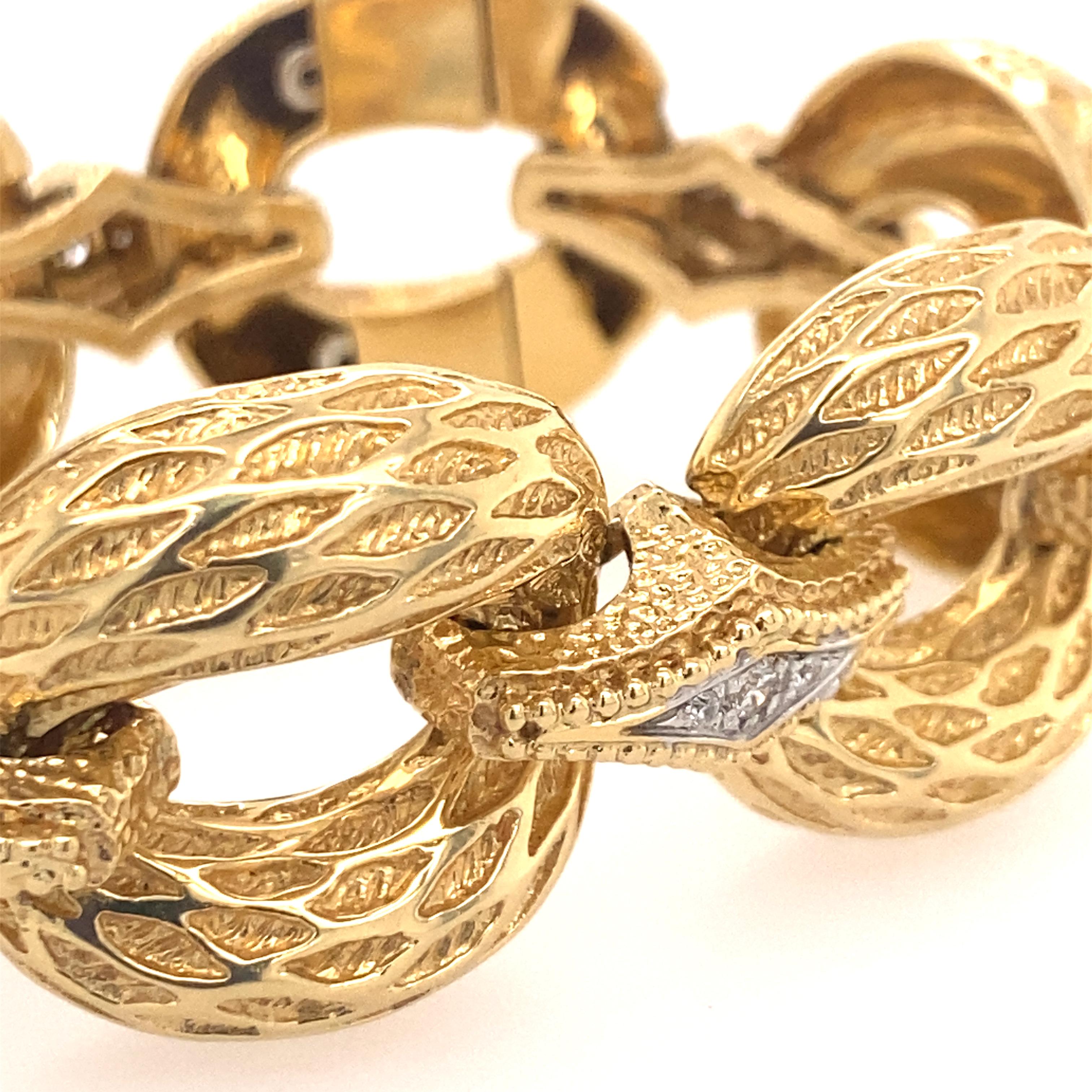 18k Gold und Diamant A Link Armband im Zustand „Hervorragend“ im Angebot in New York, NY