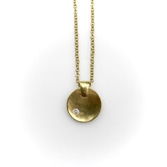 18K Gold and Diamond Tony Malmed Hand-Hammered Zen Necklace