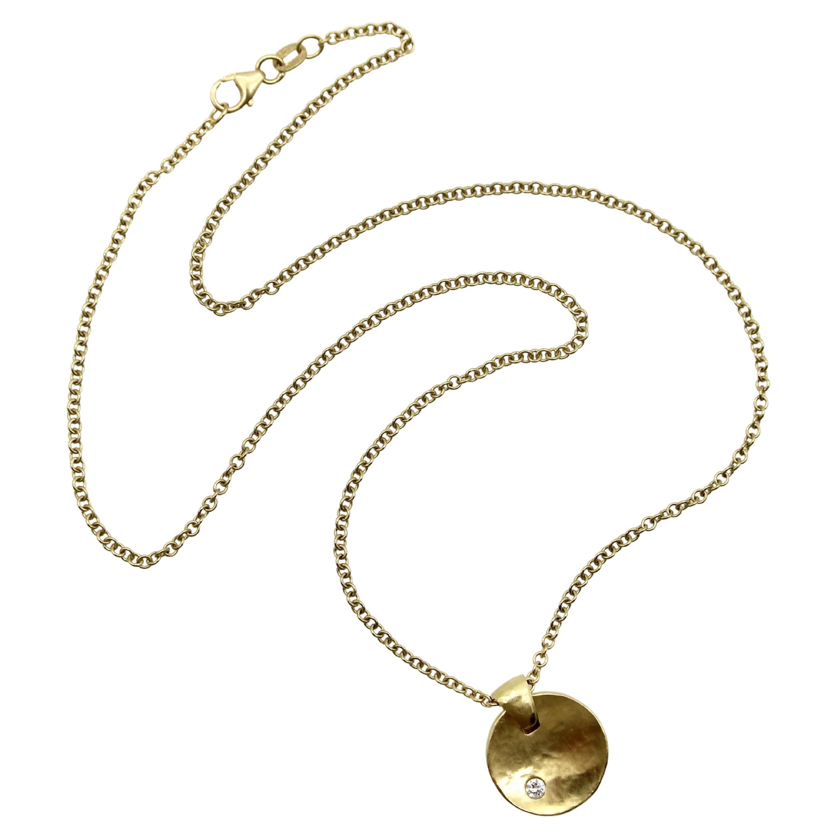 Collana Zen in oro 18 carati e diamanti Tony Malmed, martellata a mano in vendita