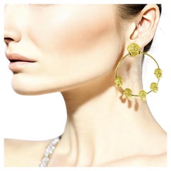 18K Gold and Diamond Unusual 'Comedy Mask' Motif Earrings
