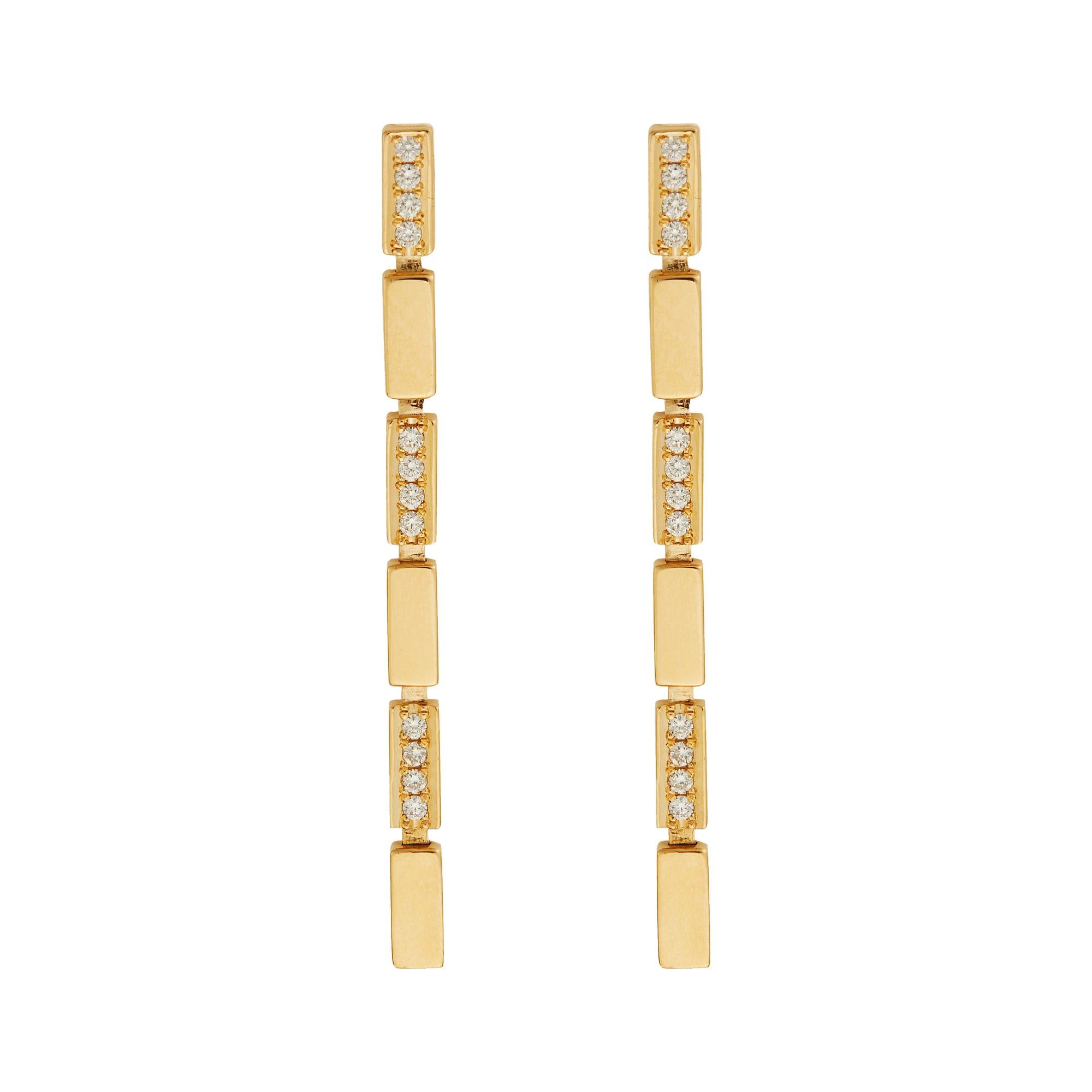 Round Cut 18 Karat Gold and Diamond Waterfall Earrings For Sale