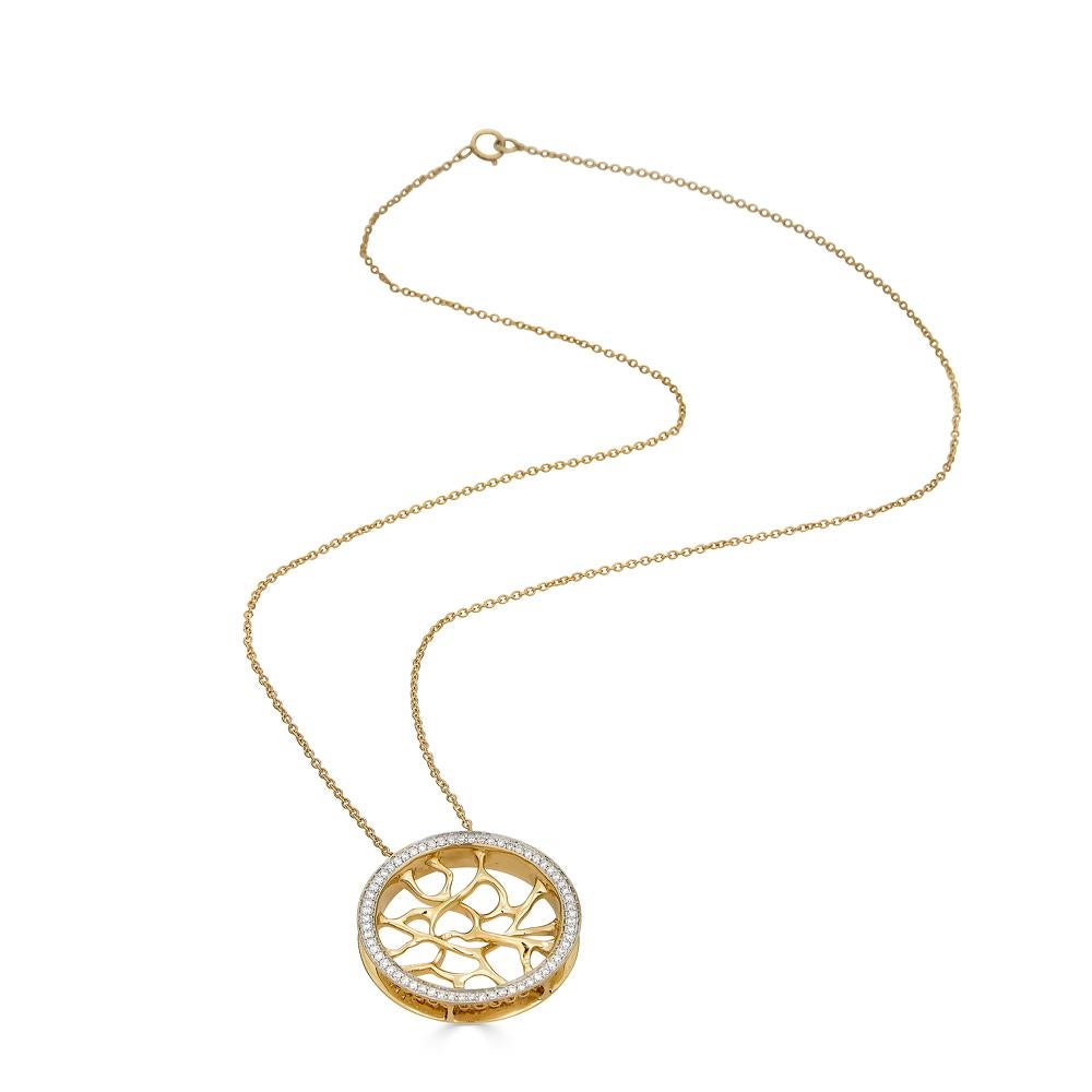 This limited edition, 18K Gold and Diamond Web Necklace evokes connection between objects in nature. This piece is part of John Brevard’s Morphogen Series.  The Morphogen Series features pieces composed of organic shapes that are morphogenic in