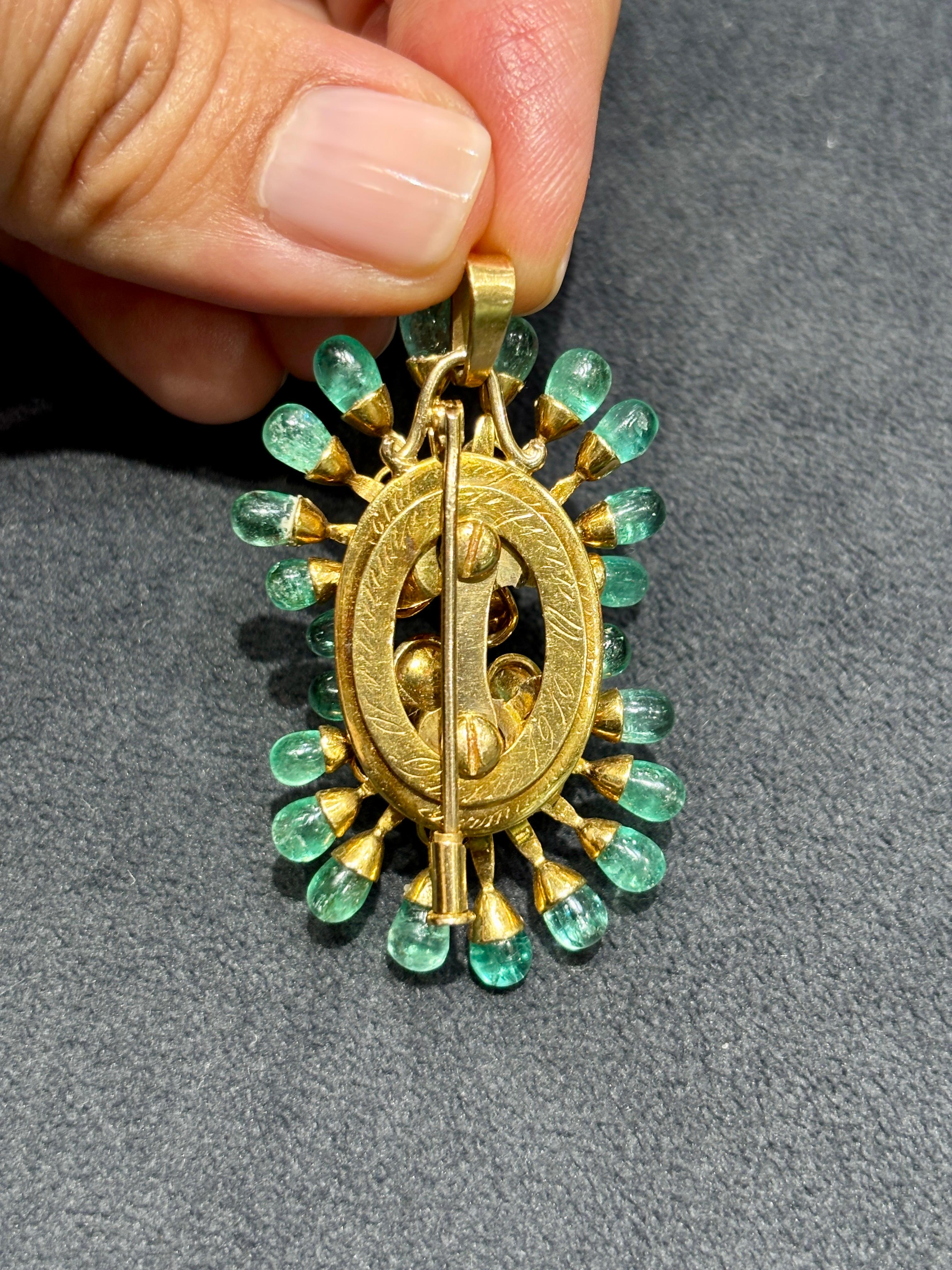 18k gold and emerald drop Lacloche brooch dated 1919 For Sale 1