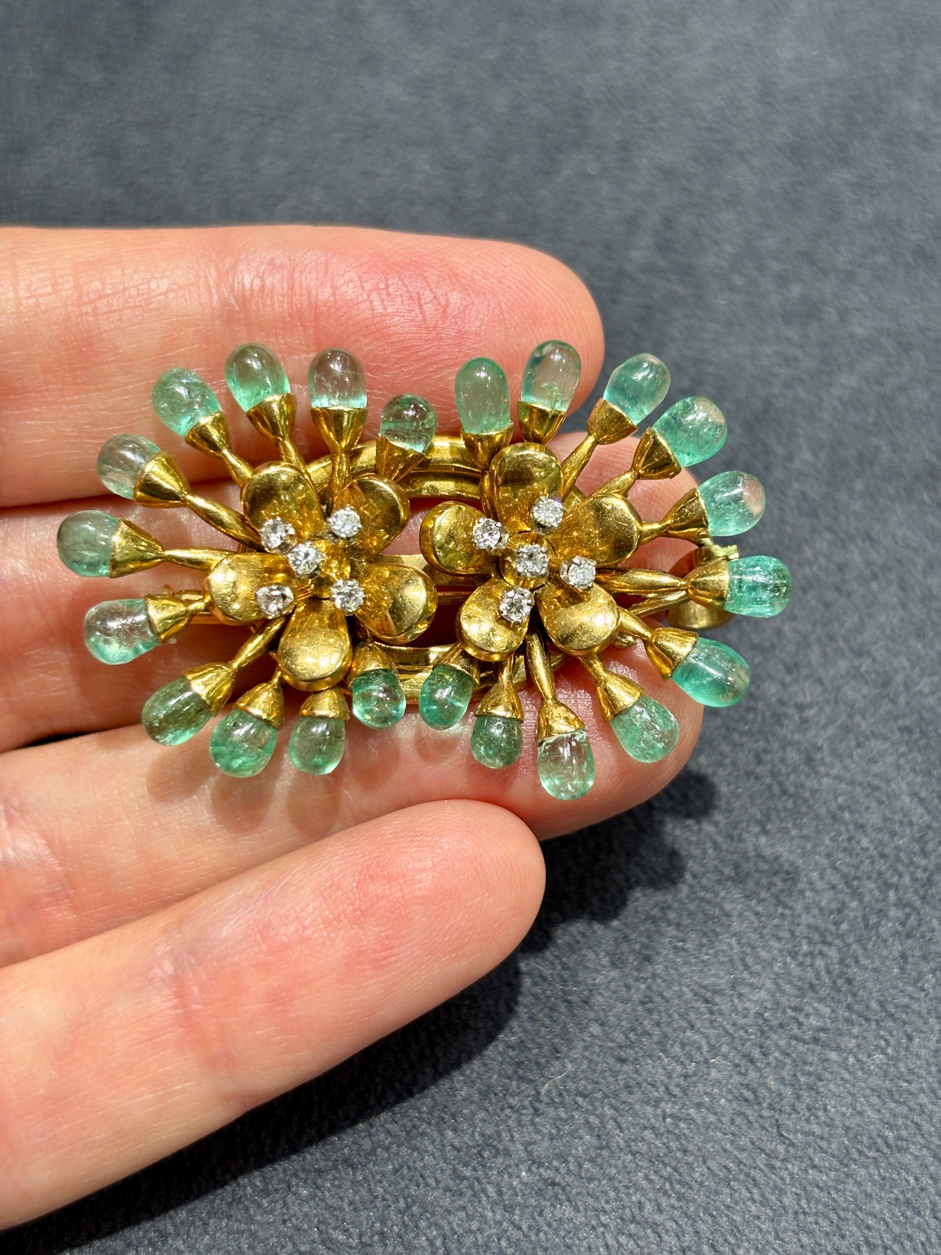 18k gold and emerald drop Lacloche brooch dated 1919 For Sale 2