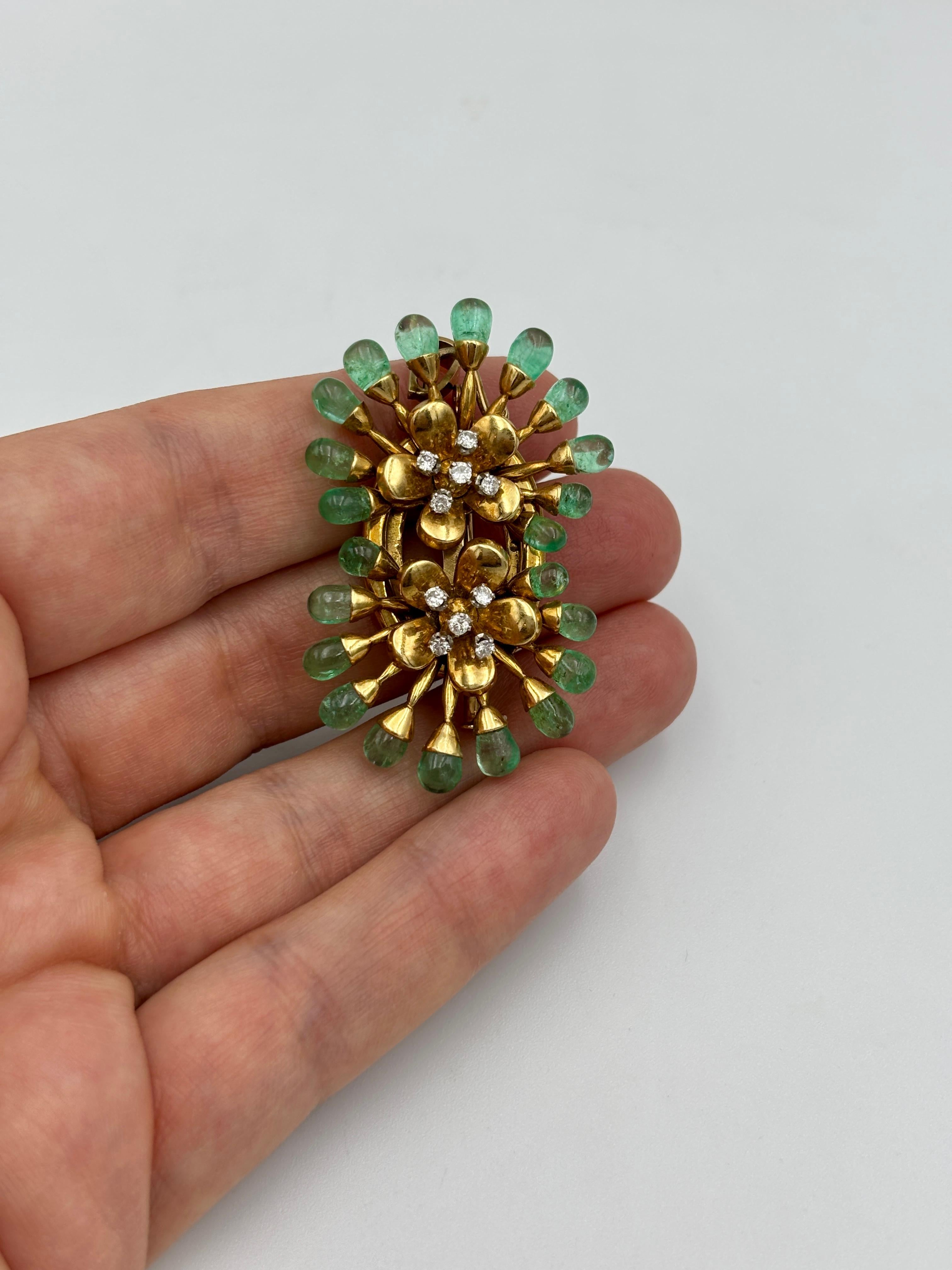 18k gold and emerald drop Lacloche brooch dated 1919 For Sale 3