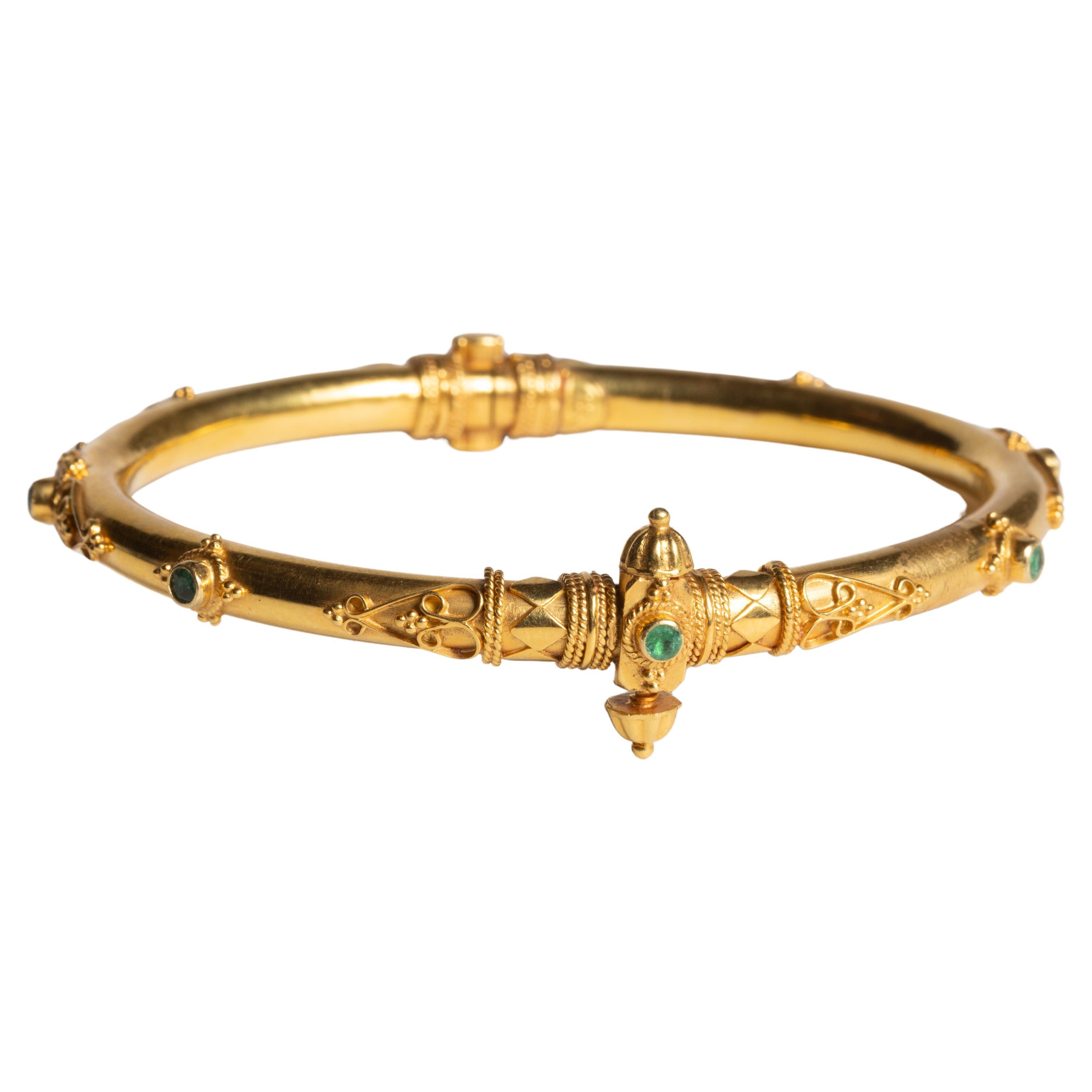 Bracelet indien en or 18K et émeraude