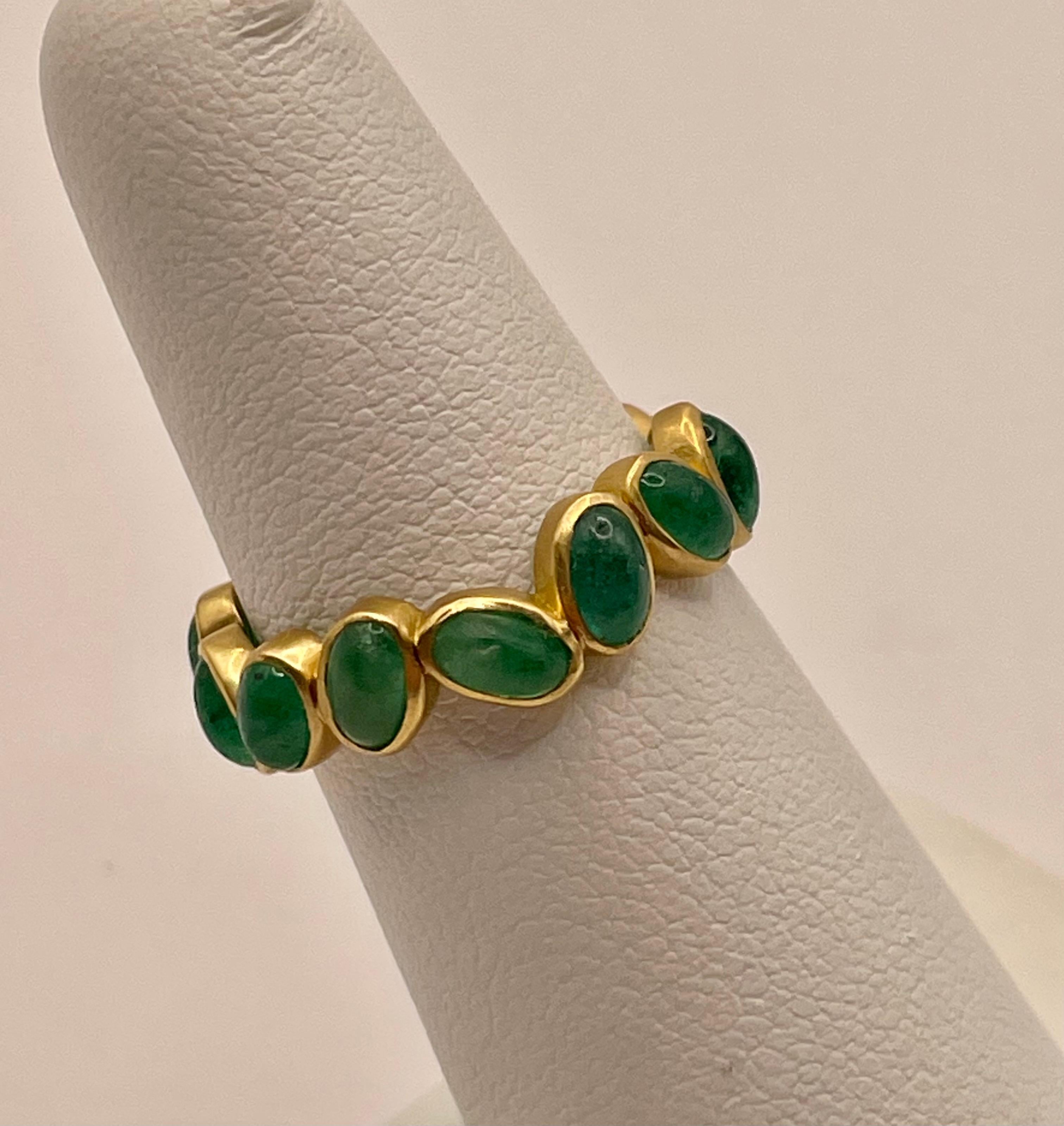 Cabochon 18k Gold and Emeralds Ring by Julia Shlovsky For Sale