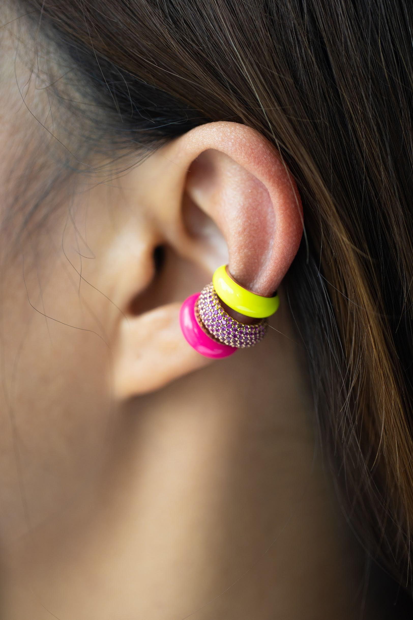 Modern 18K Gold and Enamel Ear Cuff For Sale