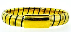 18 Karat Gold and Enamel Expandable Bangle Bracelet