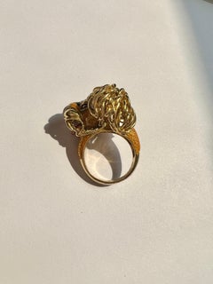 18K Gold and Enamel Lion Ring