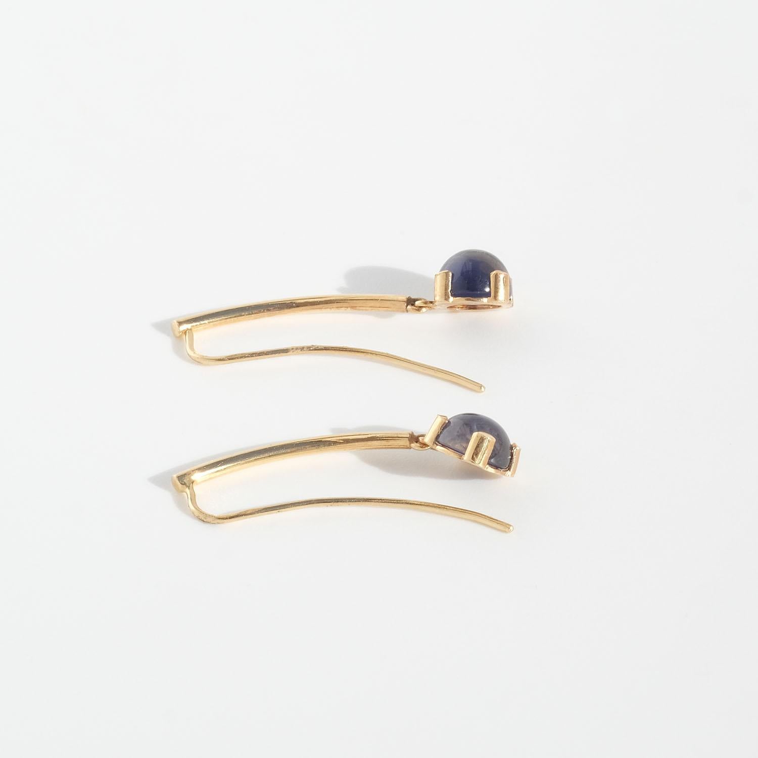 18k Gold and Iolite Earrings For Sale 1