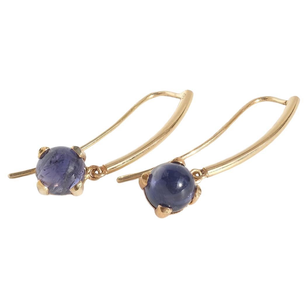 18k Gold and Iolite Earrings For Sale