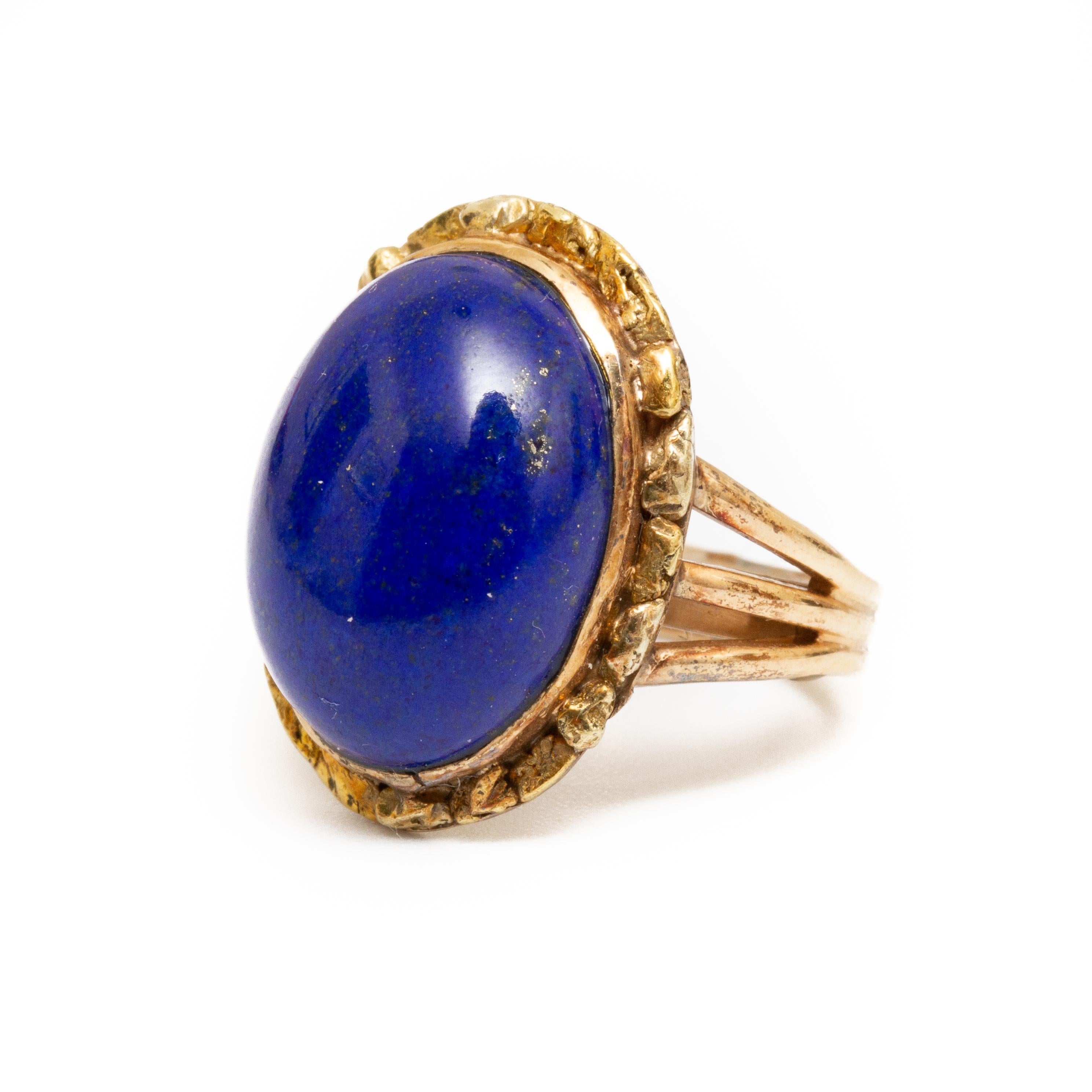 Cabochon 18k Gold and Lapis Lazuli Ring