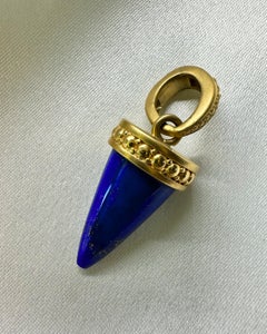 18k Gold and Lapis Lazuli Spike Pendant 1.5" Length - Chain Sold Separately