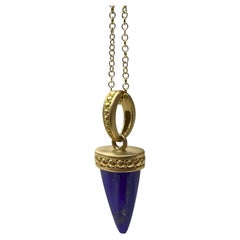 18k Gold and Lapis Lazuli Spike Pendant 1.5" Length - Chain Sold Separately