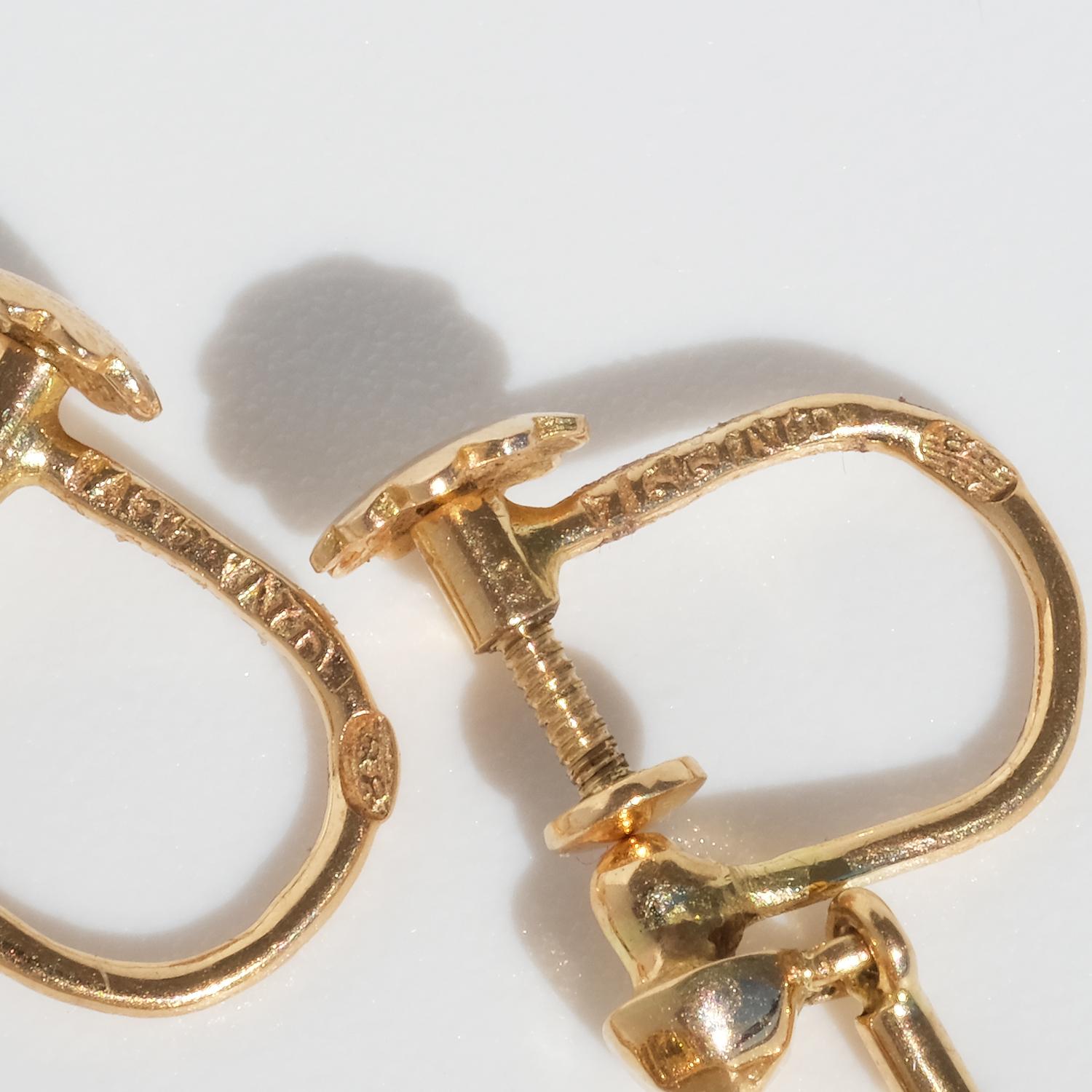 18-karätiges Gold und Onyx-Ohrringe aus den 1950er Jahren in Schweden im Angebot 2