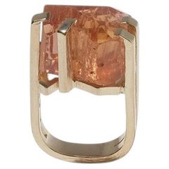 18K Gold and Orange Topaz Ring by Swedish Master Rey Urban Made 1976