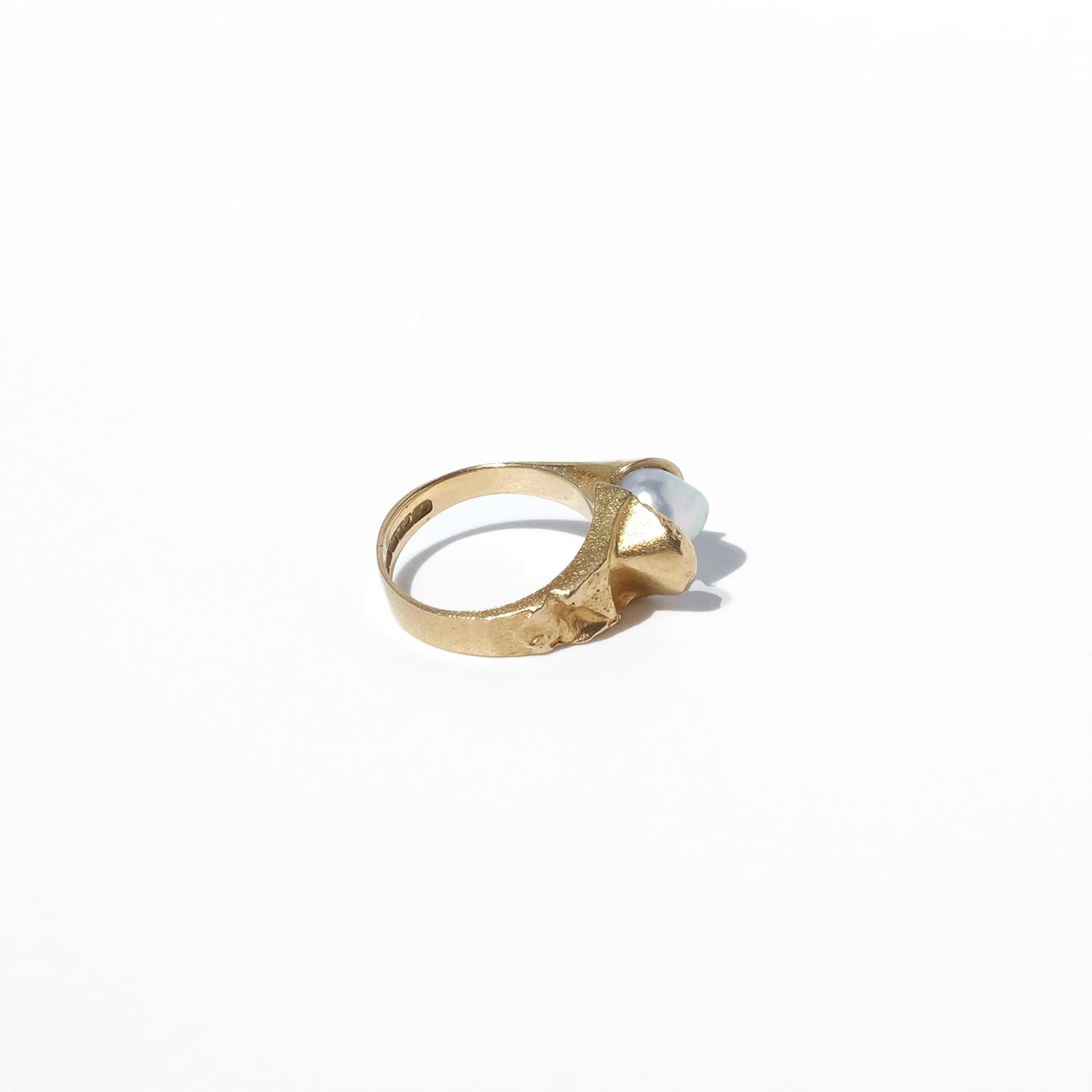 18K Gold and Pearl Ring by Lapponia “Birth of a Pearl” Made 1992 For Sale 1