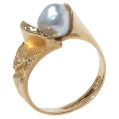 18K Gold and Pearl Ring by Lapponia “Birth of a Pearl” Made 1992