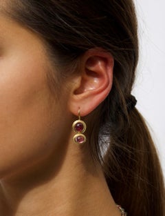 18k Gold and Pink Tourmaline Earrings