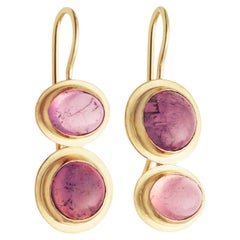 18k Gold and Pink Tourmaline Earrings
