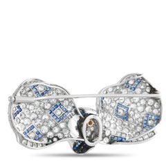 18K Gold and Platinum 5.0ct Diamond and Sapphire Art Deco Brooch MF20-020526