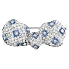 18K Gold and Platinum 5.0ct Diamond and Sapphire Art Deco Brooch MF20-020526