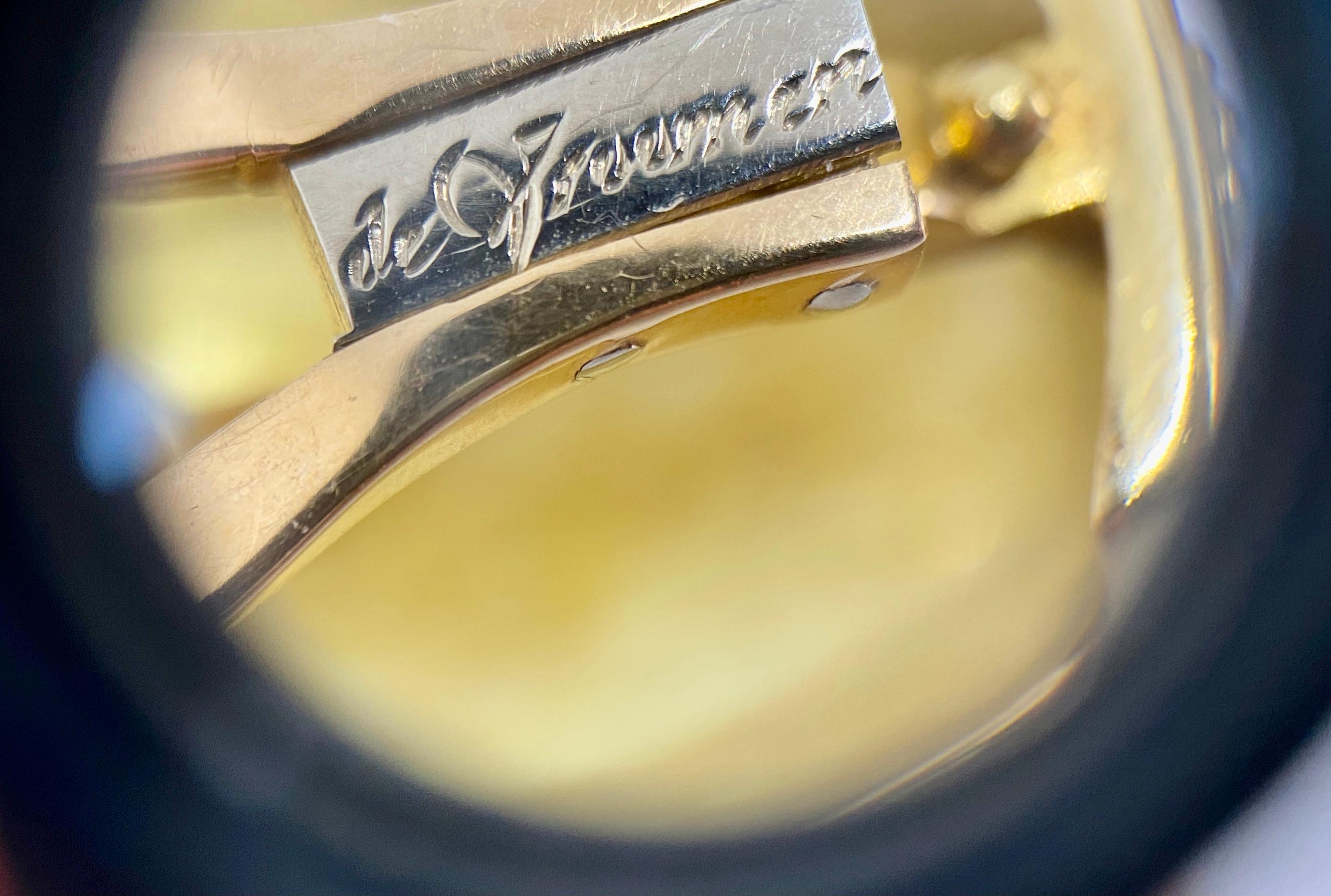 Ohrringe aus 18 Karat Gold und roter Emaille von Leo de Vroomen für Damen oder Herren im Angebot