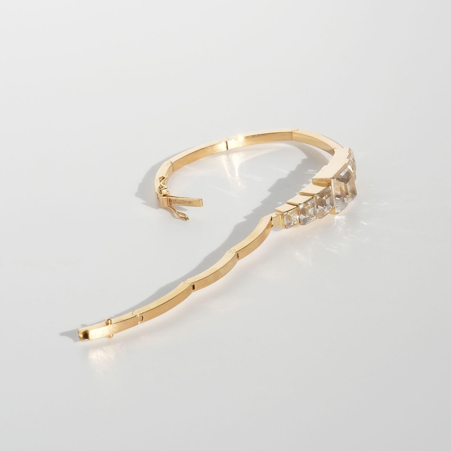 18k Gold and Rock Crystal Bracelet by Heribert Engelbert Made Year 1944 For Sale 5