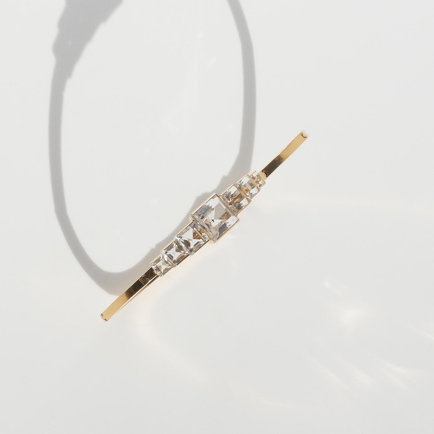 18k Gold and Rock Crystal Bracelet by Heribert Engelbert Made Year 1944 In Good Condition For Sale In Stockholm, SE