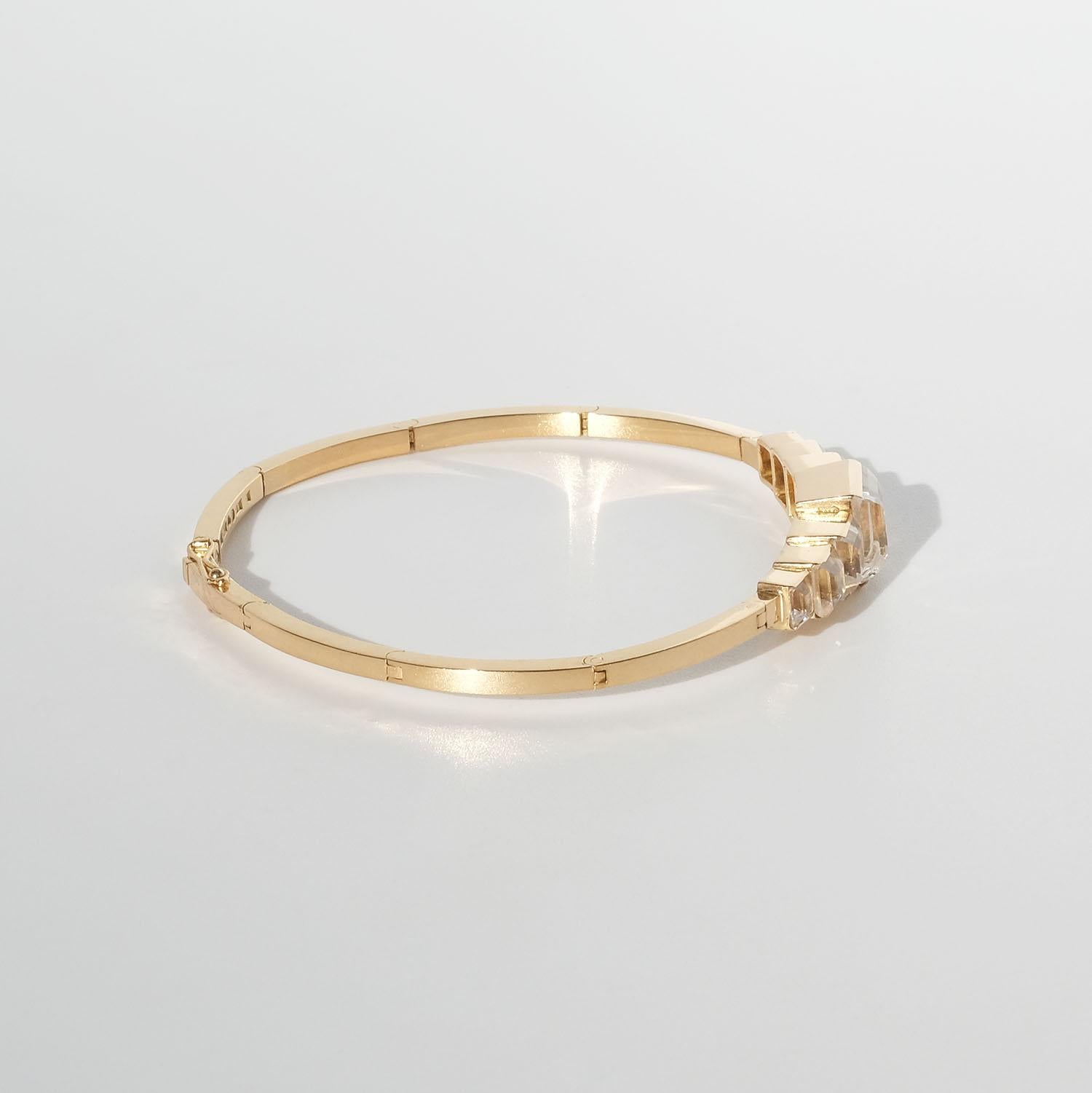 Women's 18k Gold and Rock Crystal Bracelet by Heribert Engelbert Made Year 1944 For Sale