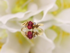 18K Gold and Ruby minimalistic engagement ring