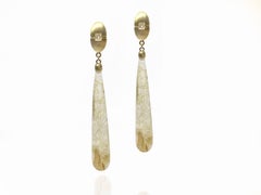 18k Gold and Rutilated Quartz Drop Earrings